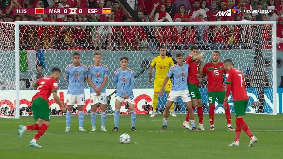 Μαρόκο – Ισπανία: Η απευθείας εκτέλεση φάουλ του Χακίμι (vid)