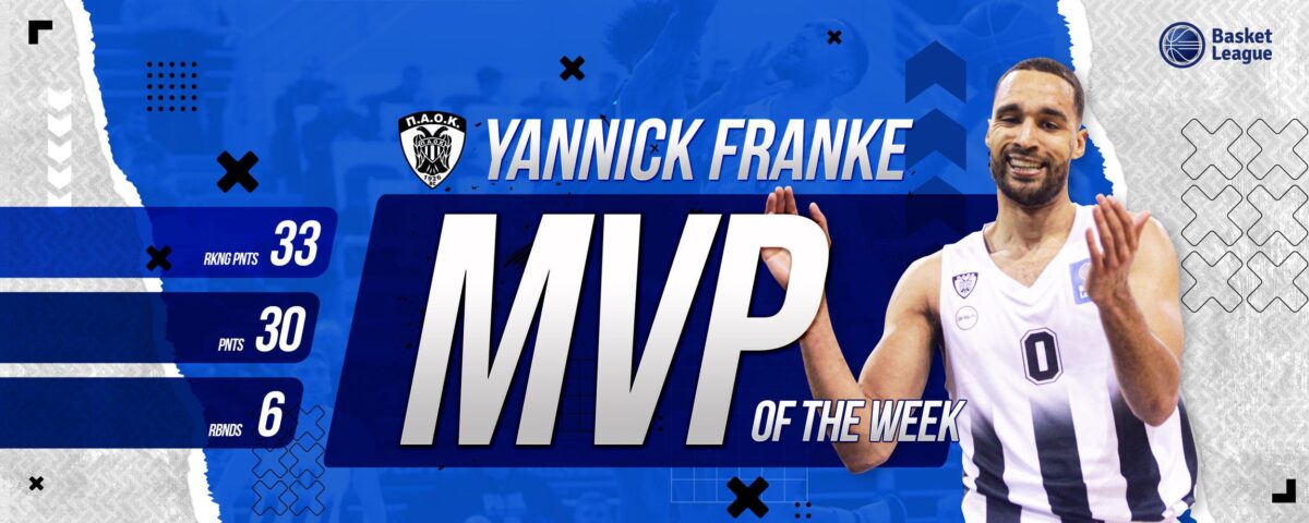 MVP της 14ης αγωνιστικής της Basket League ο Φράνκε του ΠΑΟΚ