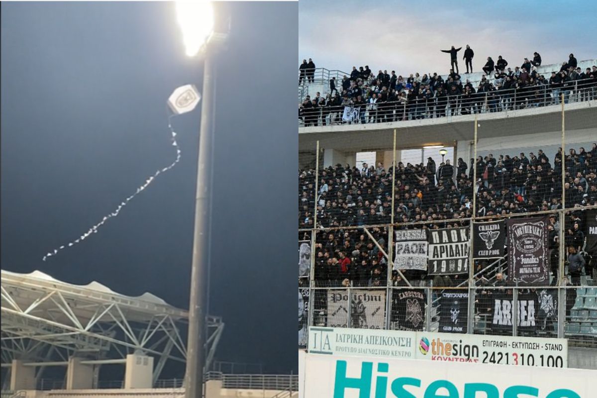 Οπαδοί του ΠΑΟΚ πέταξαν… χαρταετό στο ματς με τον Βόλο (vids)