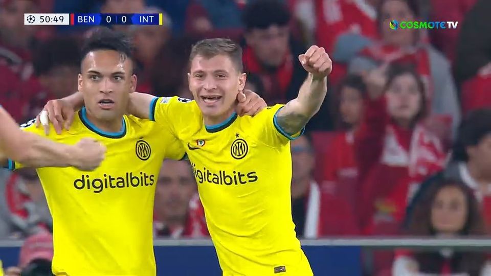 Μπενφίκα – Ίντερ: «Άνοιξε» το σκορ οι Ιταλοί με καρφωτή κεφαλιά του Μπαρέλα