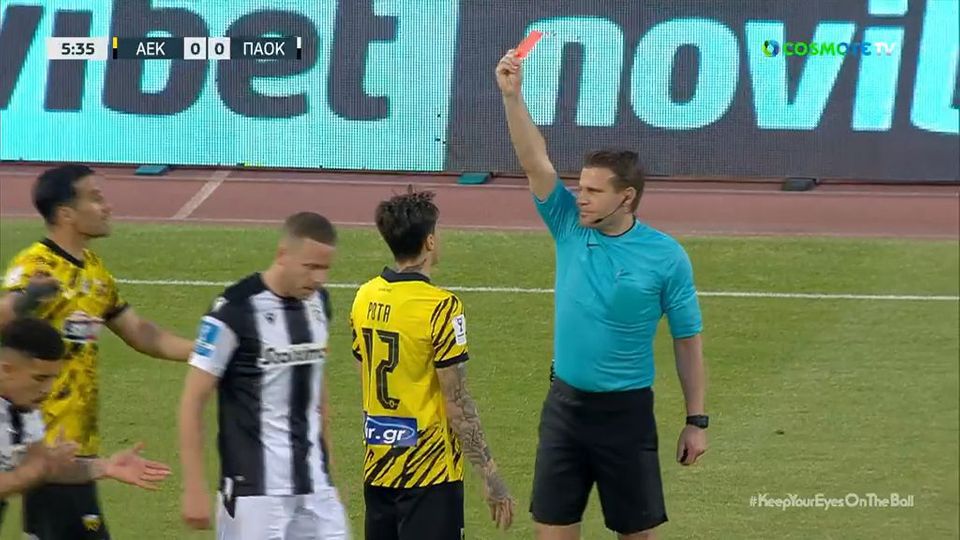 Κόκκινη κάρτα για τον Ρότα μόλις στο 6′ (vid)