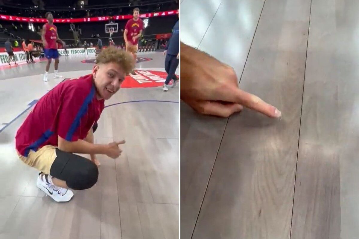 Το σημάδι που άφησαν τα δόντια του Γιοκουμπάιτις στο παρκέ της Zalgirio Arena (vid)