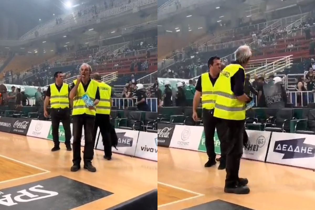 Μερακλής σεκιουριτάς έτρωγε αμέριμνος πατατάκια στο ΟΑΚΑ την ώρα που γινόταν χαμός γύρω του (vid)