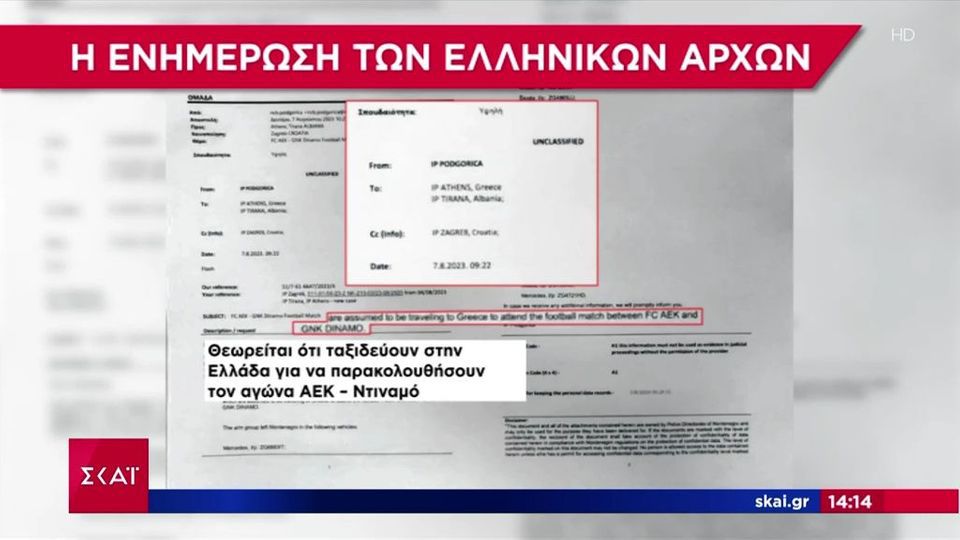 Απίστευτο: Η αστυνομία του Μαυροβουνίου ενημέρωσε στις 9.22 το πρωί της Δευτέρας την ΕΛ.ΑΣ για τους Κροάτες – «Έρχονται risky fans με αυτά τα ΙΧ» (vid)