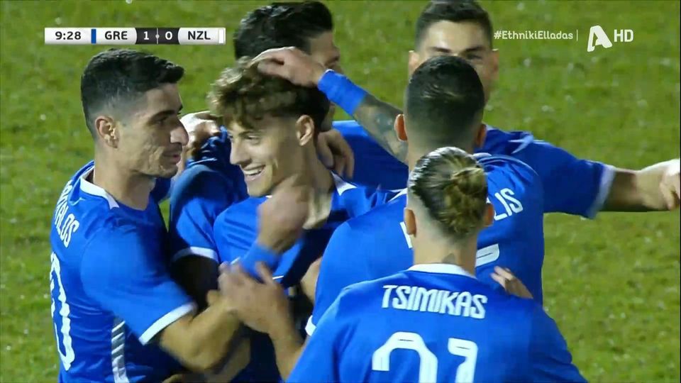 Σέντρα – σουτ από τον Κωνσταντέλια και 1-0 η Ελλάδα (vid)