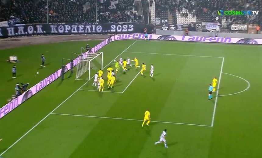 Δοκάρι στο 17′ ο ΠΑΟΚ με  τον Μιχαηλίδη έπειτα από κόρνερ του Ντεσπόντοφ (vid)