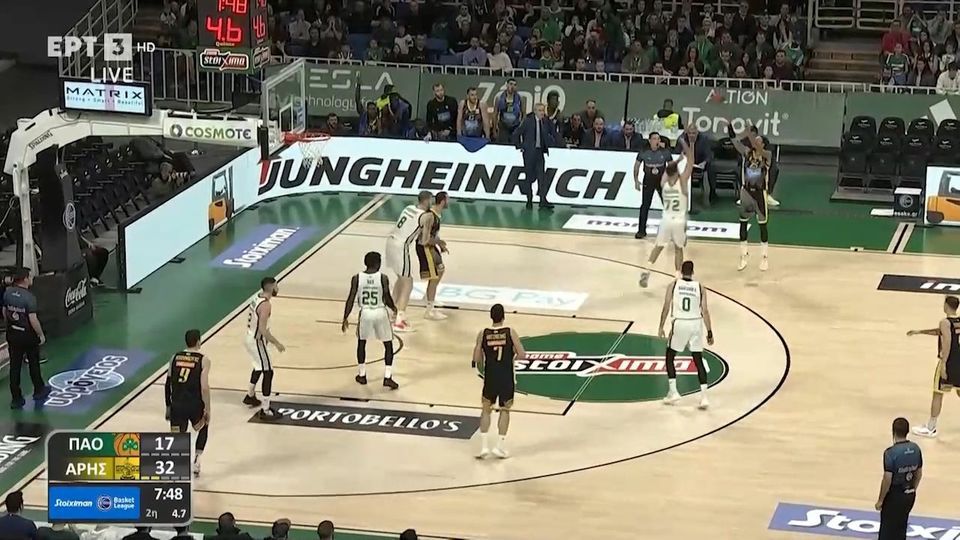 Προσφέρει θέαμα ο Άρης με τα τρίποντα από Μπλούμπεργκς και Χάρελ