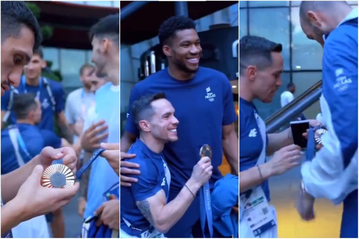 Ο Σπανούλης και οι παίκτες του συνάντησαν τον Πετρούνια και… χάζευαν το μετάλλιό του! (vid)