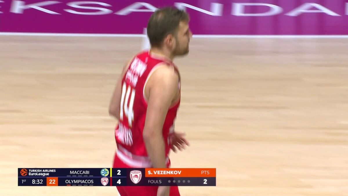 Μακάμπι – Ολυμπιακός 91-94: Οι 21 πόντοι του Βεζένκοφ στην αναμέτρηση