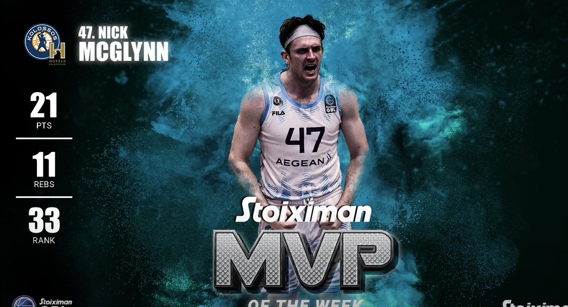 Ο Νικ ΜακΓκλίν του Κολοσσού αναδείχθηκε MVP της 13ης αγωνιστικής της Stoiximan GBL