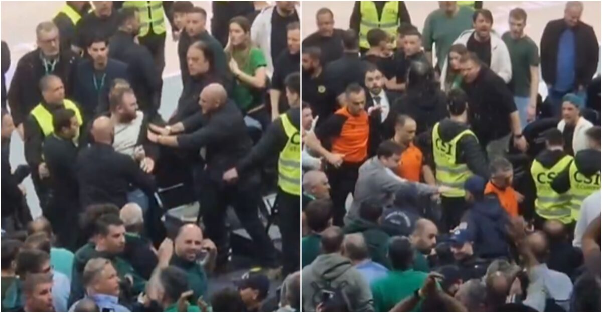 Οπαδοί του Παναθηναϊκού πέταξαν νερά στους διαιτητές κατά την αποχώρησή τους προς τα αποδυτήρια – Συγκρατήθηκε θερμόαιμος από την ασφάλεια (video)