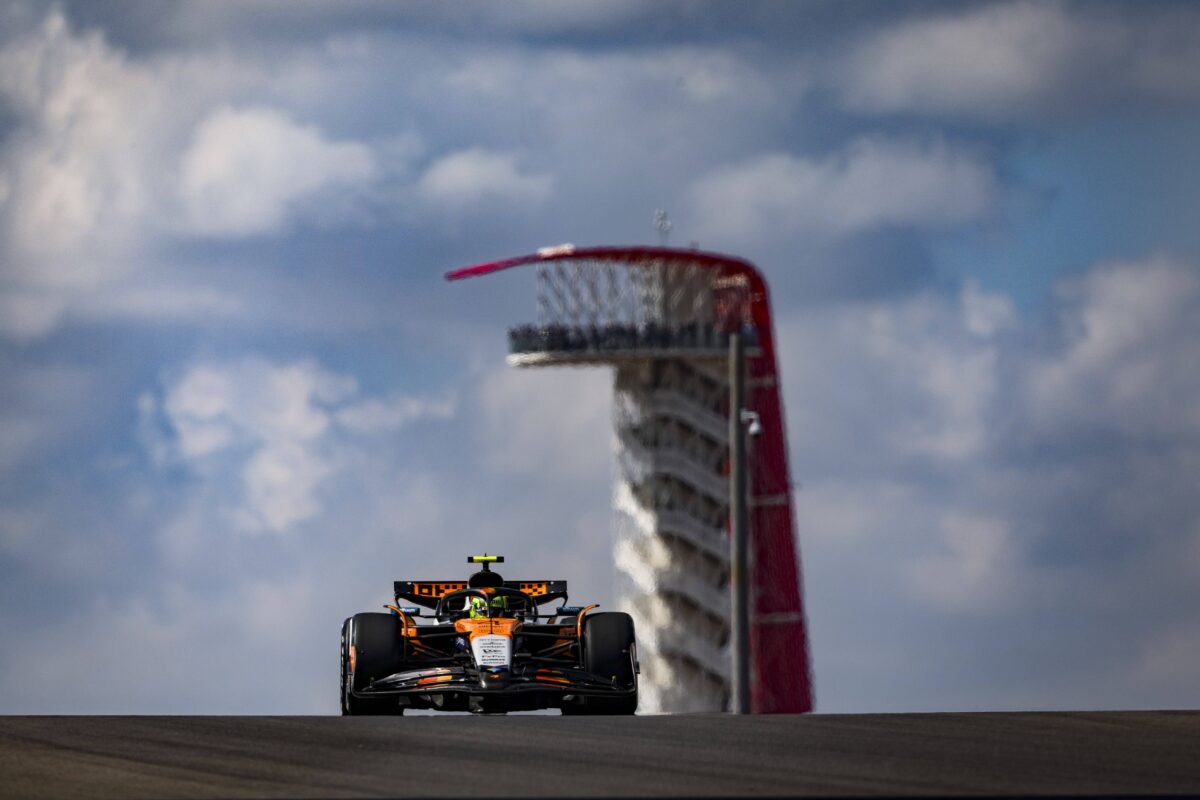 Ο Νόρις στην κορυφή του FP1 στο Όστιν