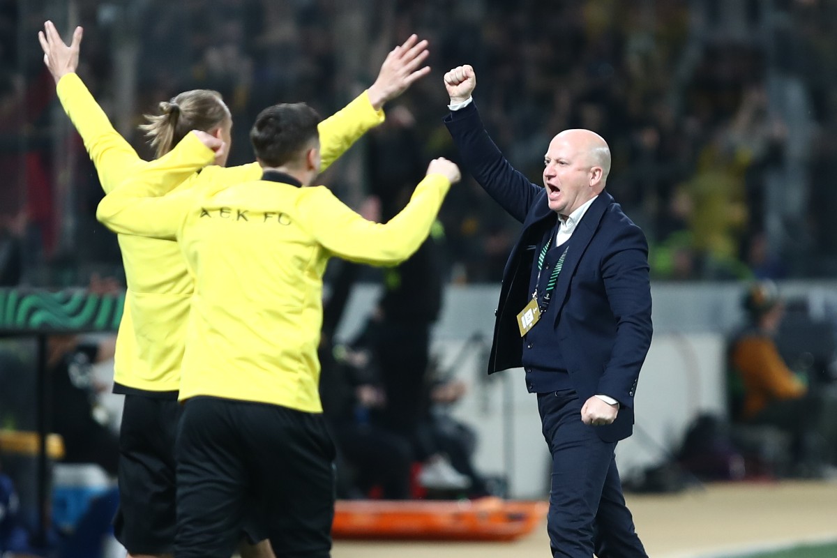 Η αντίδραση του Μάρκο Νίκολιτς μετά το 2-0 της ΑΕΚ