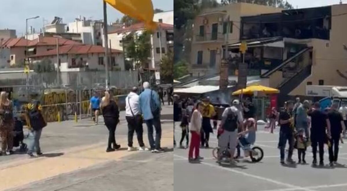 Το κλίμα έξω από την Allwyn Arena πριν από τη φιέστα της ΑΕΚ (vids)