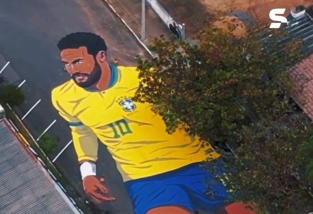 Το απίστευτο street art έργο 200 μέτρων για τον Νεϊμάρ στη Βραζιλία εν όψει Μουντιάλ (vid)